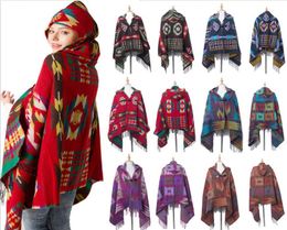 18080CM Retro Bohemian Geometric Shawl Scarf Poncho Tribal Fringed Coat Hoodies Jacket striped Cardigans blankets Cape shawl FFA97727084