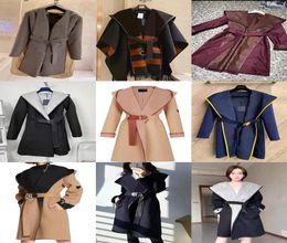 wool CBrand Designer Coats Women039s Jacket Autumn Long Printed Woollen Material Hooded Cloak Coat Fashionable WrapAround TwoC1484976