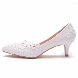 Dress Shoes Elegant And Simple Lace Flower Wedding White High-heeled Bridal Pos