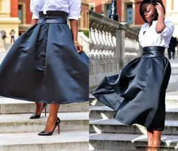 Autumn Winter Women Skirts Tea Length Taffeta Black Skirt Without Sash A Line Zipper Waist Ready To Wear Bust Skirt Party Cocktail3239782