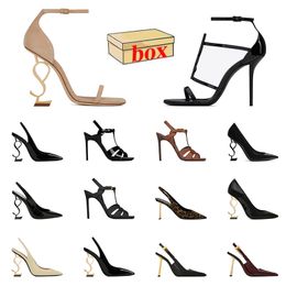 Fashion Top Quality Lady High Heels Sandals Famous Designer Women Luxury Patent Leather Platform Slides Classics Heel Suede Slingback Pumps Party Wedding Slippers