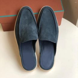 Casual Shoes DONNAIN Minimal Slip-on Mules Women Men Luxury Suede Leather Handmade Stitching Moccasins Cosy Top Quality Flat Female