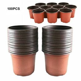 Planters Pots 100pcs 90mm growth box anti fall tray used for home garden plant pots nursery flower pots drip pipesQ240517