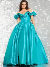 Party Dresses Modern Off The Shoulder A-line Prom Dress Elegant Boat Neck Floor-length Evening Graceful Vestidos De Novia