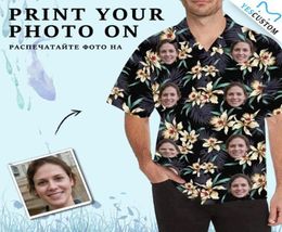 Men039s TShirts YesCustom TShirt Custom Lily Flower Face Po Cardigan Beach Tee Printed Oversize Party Hawaiian Shirt Floral B4843718