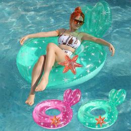 Sand Play Water Fun Transparent mermaid swimming ring tube inflatable toy childrens adult floating beach pool water equipment Q240517