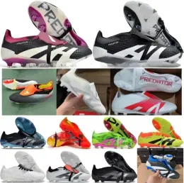 Stivali da calcio di qualità da regalo di qualità per la lingua del 30 ° anniversario elite piega lacesless laceless fg tacchette calcistiche da uomo comodo allenamento scarpe da calcio in pelle