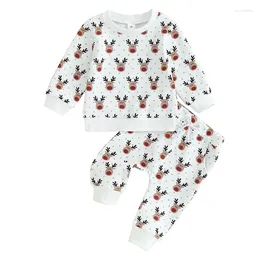 Clothing Sets Baby Boy Girl Christmas Outfits Infant Toddler Long Sleeve Pullover Sweatshirt Pants Set Xmas Clothings