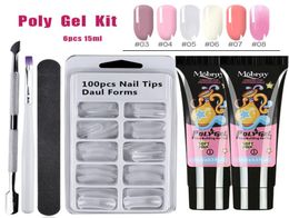 Lghzlink Poly Extention Gel Kits Nail Art French Nail Clear Camouflage Colour Tip Crystal Uv Gel Slice Brush4881935