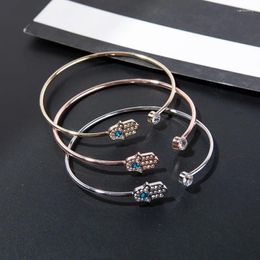 Link Bracelets Fashion Metal Zircon Fatima Hand Hamsa Devil's Eye Charm Bracelet&Bangle For Women Girls Jewellery Pulseras Sl194