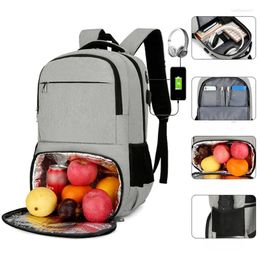 Backpack Insulated Lunch Box Picnic Bag Large Capacity Ice Pack Kids School USB Insulation Cooler Bags For Men Women