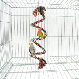 Other Bird Supplies Toy Spiral Cotton Rope Chewing Bar Parrot Swing Climbing Standing Toys With Bell Parrots