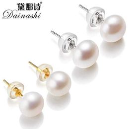 Stud Natural freshwater pearl screw earrings genuine 925 sterling silver earrings cultural white pearl female earrings Jewellery wholesale Q240517
