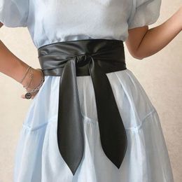 Belts RICYGVM Black Corset Women Wide Belt Fashion Knot Tie Waistband Lady Dress Shirt Decorative Girdles Straps Slim Body Cummerbund