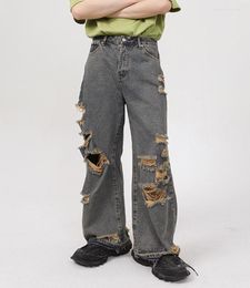 Men039s Jeans HOUZHOU Vintage Distressed Pants Men Ripped For Y2K Blue Denim Trousers Male Retro Japanese Streetwear Hip Hop4516448