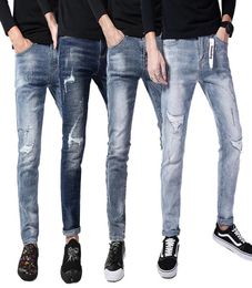 Mens Jeans Fashion Mens Straight Slim Fit Biker Jeans Pants Skinny Denim Jeans Washed Hiphop Trousers Asian Size2584228