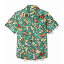 Men's Casual Shirts Designer Hawaii Short Sleeve Lapel Tops Fashion Streetwear 3d Print Cartoon Anime Alligator Hawaiian Blouse