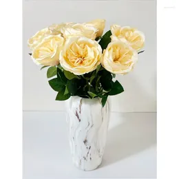 Decorative Flowers 1Pc Artificial Austin Rose Real Looking Silk Fake Flower For Home Living Room Wedding Decoration