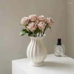 Vases Vase Ornaments Living Room Flower Arrangements Ceramic White Retro And High-end Feel Hydroponic Roses Fresh Flowers