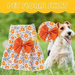 Dog Apparel Pet Floral Dress Cute Bow Colourful Print Sleeveless Pullover Elegant Dressing-Up Small Two-legged Clothes Puppy Costume