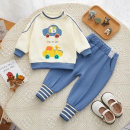 Clothing Sets 0-5Years Old Baby Boys Suit Spring Autumn Kids Long Sleeve Cartoon Car Pullover Tops Pants 2Pcs Infant Children Clothes