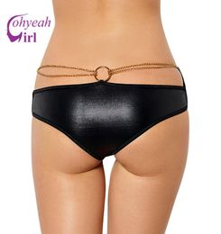 PW5062 Ohyeahgirl plus size women39s panties black faux leather sexy panties for women erotic design popular woman underwea7804501