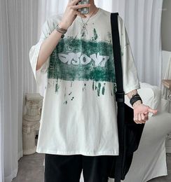 Cool Polyester Tshirt Streetwear Harajuku Loose Tshirt Men Casual Korean Style Summer Funny White High Street Male Tops Men0398583236
