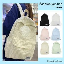 School Bags College Student Rucksack Pleated Travel Bookbags Large Capacity Nylon Simple Adjustable Strap Fashion Cute For Teenage Girls