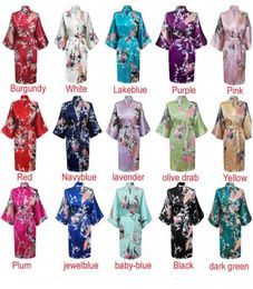 Womens Sexy Lingerie Solid Silk Robe Ladies Satin Pyjama Lingerie Sleepwear Kimono Bath Gown Pyjamas Nightgown 15 colors7629424
