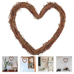 Decorative Flowers Rattan Circle DIY Wreath Ring Garland Heart Wooden Circles Grape Vines Holiday