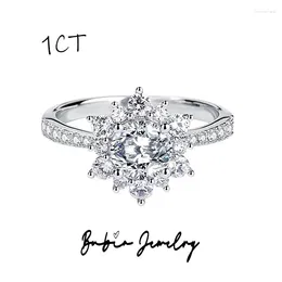 Cluster Rings Sunflower Ring Women's 925 Pure Silver Light Luxury Elegance High Grade 1 Moissanite