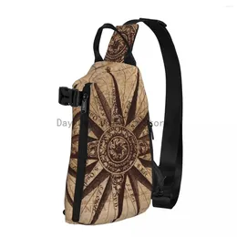 Backpack Map With Compass Chest Bags Male Viking Symbol Camping Shoulder Bag Kawaii Print Small University Outdoor Style Sling