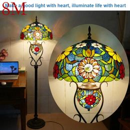 Floor Lamps 8M Tiffany Lamp American Retro Living Room Bedroom Country Stained Glass