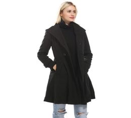 Women039s Wool Blends 2021 Coats Women Winter Solid Swing Plus Velvet Overcoat Girls Double Breasted Pea Long Sleeved Slim Co3790414