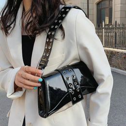 Shoulder Bags Fashion Wide Strap Armpit Bag Women 2024 High-quality Patent Leather Women's Designer Handbags Lady Tote 7144