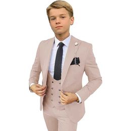 Clothing Sets Mens formal set 3-piece Peaked lapel jacket U-neck vest ultra-thin suitable for mens elegant luxury childrens evening dress Q240517