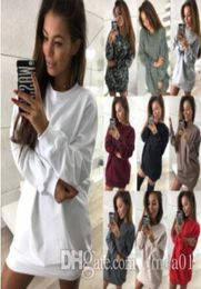 Donne di lunghezza di lunga lunghezza casual color solido pullover abito maniche lunghe abito primaverile autunno top vestito allentati da donna 8600648