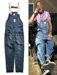 Distressed Blue Denim Overalls Men039s Work Cargo Pants Old School Easy Chic Worker MultiPocket Bib Trousers Men Casual Dad Je5670382