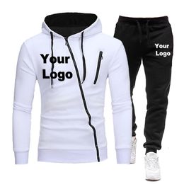 Custom Diagonal Zipper Sweatshirt Suit Full Mens Tracksuit Mens Sweatsuit Set in Hoodies Sweatshirts Man Pants 240518