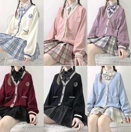 Women039s Knits Japanese Korean Fashion Sailor School Girl Uniform Cardigan Cosplay Suit Sweater Anime Student Costume College 2595489