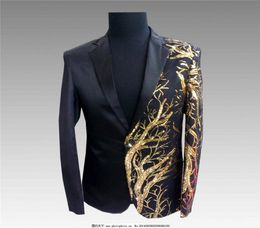 Single Breasted Blazer Sequin Stage Suit Jacket Men Party Hip Hop Suit Fashion Digital Printing Drama costume Blazer Plus Size 6XL4902083