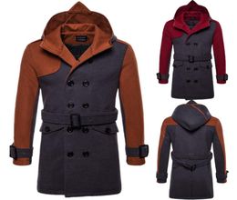 Plus Size Men Trench Coat Winter Mens Long Pea Coat Men Wool Overcoat Double Breasted Men Trench Coat With Hooded J1807666752696