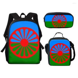 Backpack Harajuku Funny Flag Of The Oromo 3pcs/Set 3D Print Student Bookbag Travel Laptop Daypack Lunch Bags Pencil Case