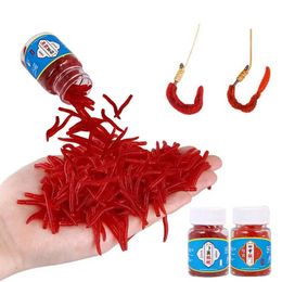 Baits Lures 100 pieces/bottle of soft bait simulating ground worm biomimetic Grub red worm artificial fishing tactical bait real fishing baitQ240517