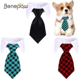 Dog Apparel Benepaw Adjustable Bow Tie Plaid Black Red Formal Pet Tuxedo Costume Necktie Collar Comfortable Soft Cat Puppy Ties