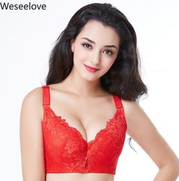 Bras Weseelove Soutien Gorge Femme Bra Plus Size Women Push Up Bralette Red Adjustable Large Cup Thin Lace Woman X1726608284