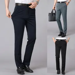 Men's Pants Mens Spring Summer Thin Suit Middle-aged Cotton Slacks High Waist Straight Loose Solid Business Casual Man