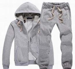 Autumn Mens Design Tracksuits Jogger Solid Color Hooded Zipper Cardigan Men039s Sweatshirt Loose Trousers Men Set6269008
