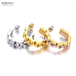 Stud Earrings BOBOTUU Statement Geometric Watch Band For Women Gold Plated Fashion Huggie Jewelry Aretes De Mujer BE23055
