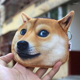 Storage Bags Cute Cartoon Akita Husky Dog Coin Purse Bag Personality 3D Animal Wallet For Kids And Adults